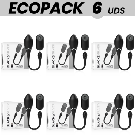 ECOPACK 6 UDS - BLACKandSILVER JENELL HUEVO VIBRADOR RECARGABLE