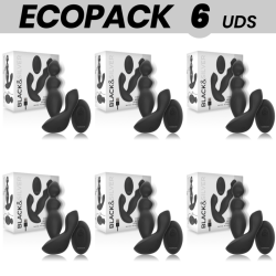 ECOPACK 6 UDS - BLACKandSILVER CORA PLUG PROSTATICO SILICONA CONTROL REMOTO