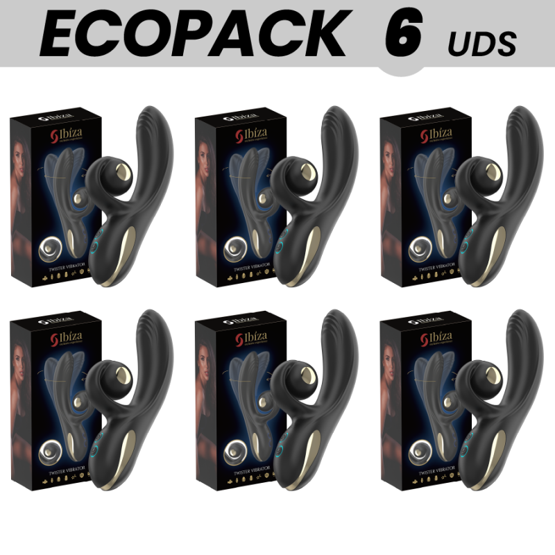 ECOPACKS 6 UDS - IBIZA VIBRADOR TWISTER CON ESTIMULADOR CURVE Y VIBRO-ROTACIÓN