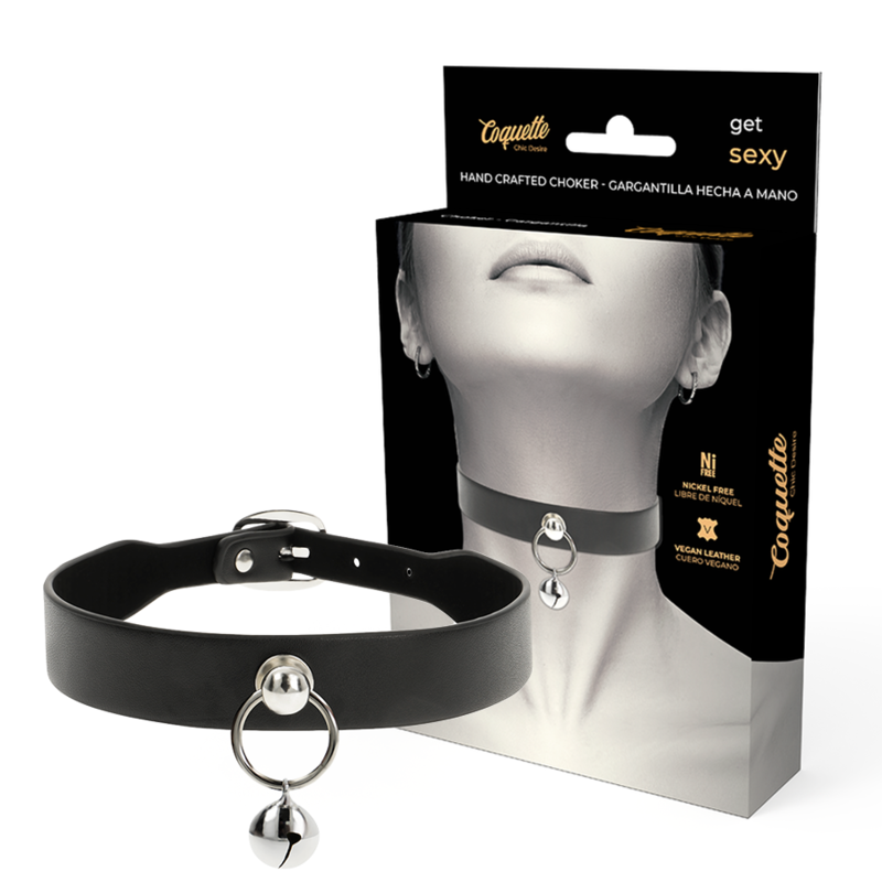 COQUETTE CHIC DESIRE - COLLAR CUERO VEGANO ACCESORIO WOMAN CASCABEL-ARO