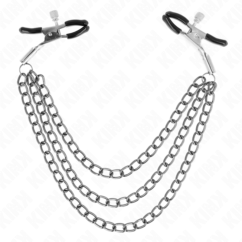 KINK - PINZAS PARA PEZONES CON TRIPLE CADENA NEGRO 20-23-28 CM