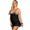 SUBBLIME - BABYDOLL NEGRO Y BEIGE DE ENCAJE FLORAL S-M