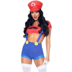 LEG AVENUE - DISFRAZ SEXY MARIO BROS ROJO-AZUL M