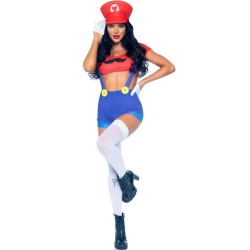 LEG AVENUE - DISFRAZ SEXY MARIO BROS ROJO-AZUL M