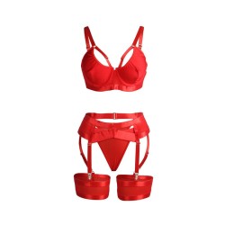 SUBBLIME - 955250 SET SUJETADOR CON LIGUERO BONDAGE ROJO S-M