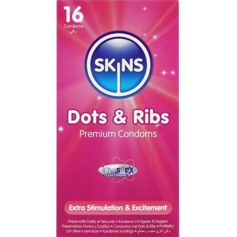 SKINS - DOTS and RIBS PRESERVATIVOS PREMIUM PACK 16