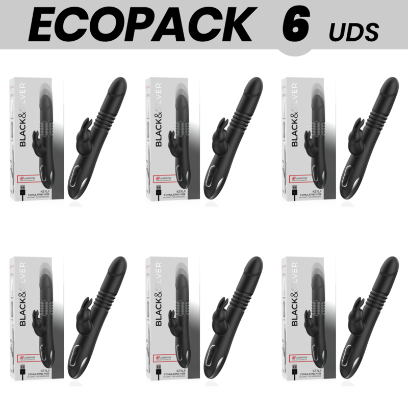 ECOPACK 6 UDS - BLACKandSILVER KENJI VIBRADOR RABBIT UP and DOWN COMPATIBLE CON WATCHME