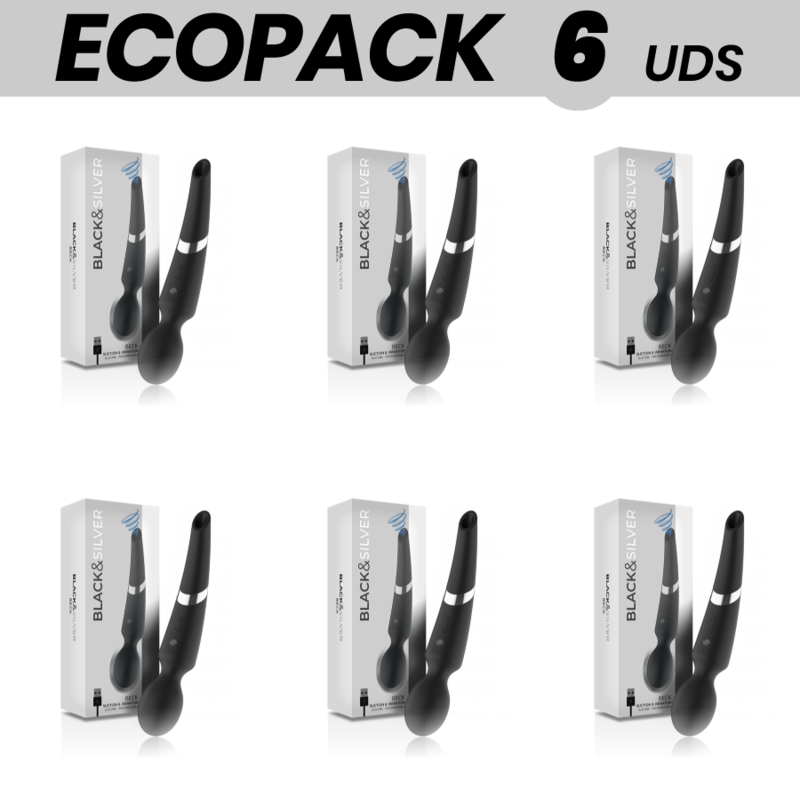 ECOPACK 6 UDS - BLACKandSILVER BECK WAND Y ONDAS ESTIMULADORAS 2 EN 1 SILICONA
