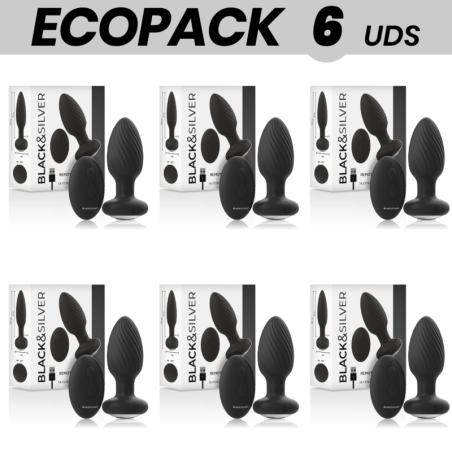 ECOPACK 6 UDS - BLACKandSILVER WELLS PLUG ANAL SILICONA CONTROL REMOTO