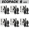 ECOPACK 6 UDS - BLACKandSILVER WELLS PLUG ANAL SILICONA CONTROL REMOTO