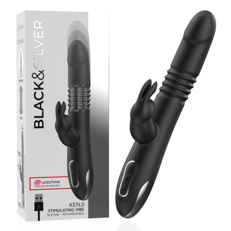 BLACKandSILVER - KENJI VIBRADOR RABBIT UP and DOWN COMPATIBLE CON WATCHME
