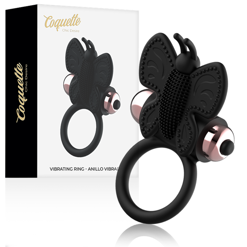 COQUETTE CHIC DESIRE - COCK RING BUTTERFLY ANILLO VIBRADOR NEGRO - GOLD