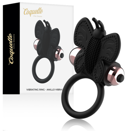 COQUETTE CHIC DESIRE - COCK RING BUTTERFLY ANILLO VIBRADOR NEGRO - GOLD