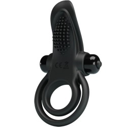 PRETTY LOVE - DOBLE ANILLO VIBRADOR ESTIMULADOR CLÍTORIS 10 VIBRACIONES NEGRO