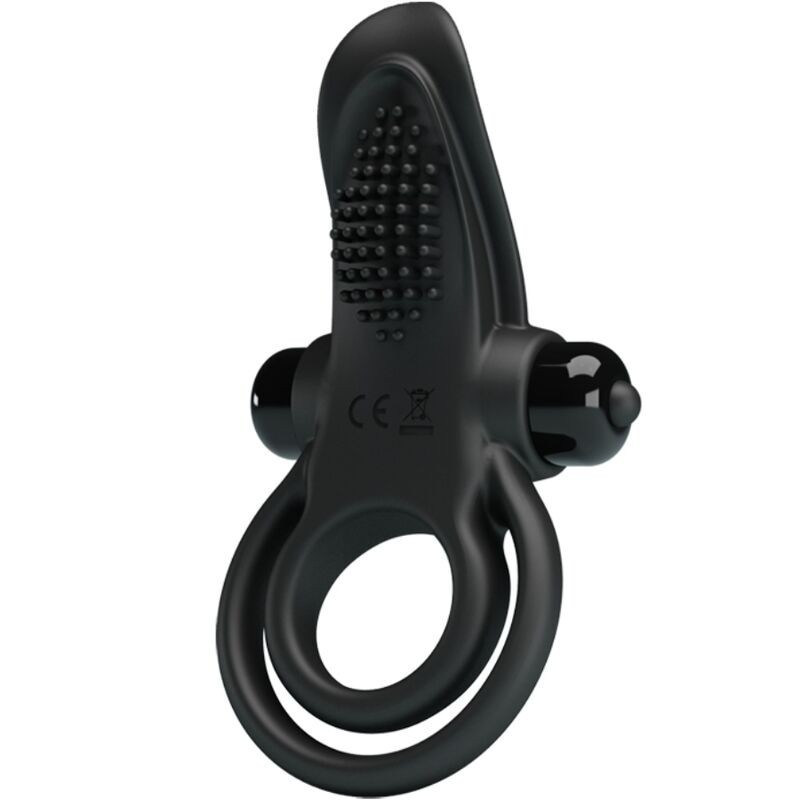 PRETTY LOVE - DOBLE ANILLO VIBRADOR ESTIMULADOR CLÍTORIS 10 VIBRACIONES NEGRO