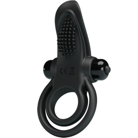 PRETTY LOVE - DOBLE ANILLO VIBRADOR ESTIMULADOR CLÍTORIS 10 VIBRACIONES NEGRO