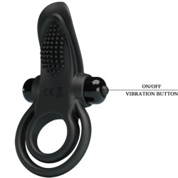 PRETTY LOVE - DOBLE ANILLO VIBRADOR ESTIMULADOR CLÍTORIS 10 VIBRACIONES NEGRO