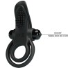 PRETTY LOVE - DOBLE ANILLO VIBRADOR ESTIMULADOR CLÍTORIS 10 VIBRACIONES NEGRO
