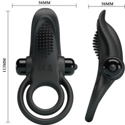 PRETTY LOVE - DOBLE ANILLO VIBRADOR ESTIMULADOR CLÍTORIS 10 VIBRACIONES NEGRO