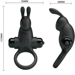 PRETTY LOVE - ANILLO VIBRADOR ESTIMULADOR RABBIT CLÍTORIS 10 VIBRACIONES NEGRO