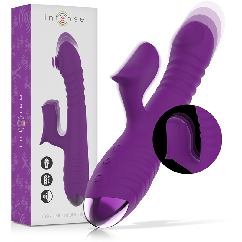INTENSE - IGGY VIBRADOR MULTIFUNCIÓN RECARGABLE UP and DOWN CON ESTIMULADOR DE CLITORIS MORADO