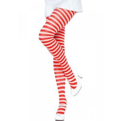 LEG AVENUE - MEDIAS DE RAYAS BLANCO-ROJO