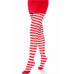 LEG AVENUE - MEDIAS DE RAYAS BLANCO-ROJO