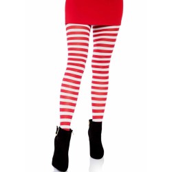LEG AVENUE - MEDIAS DE RAYAS BLANCO-ROJO