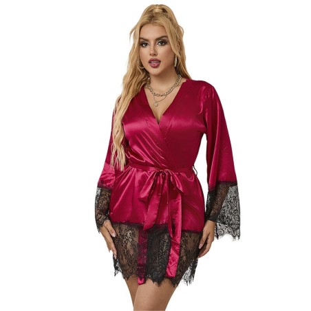 SUBBLIME - 953829 ELEGANTE CAMISON DE ENCAJE TANGA ROJO L-XL