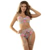 SUBBLIME - 954116 SUJETADOR PANTIES CON LIGUERO DISEÑO FLORAL AZUL L-XL