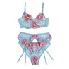 SUBBLIME - 954116 SUJETADOR PANTIES CON LIGUERO DISEÑO FLORAL AZUL L-XL