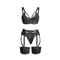 SUBBLIME - 955243 SET SUJETADOR CON LIGUERO BONDAGE NEGRO L-XL