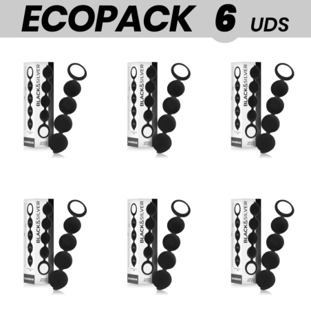 ECOPACK 6 UDS - BLACKandSILVER LENNON PLUG ANAL CON BOLAS ANALES 15 CM