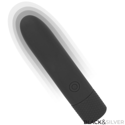 BLACK and SILVER - GERI BALA VIBRADORA RECARGABLE POR USB 8 VIBRACIONES NEGRO 10 X 2.2 CM