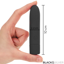 BLACK and SILVER - GERI BALA VIBRADORA RECARGABLE POR USB 8 VIBRACIONES NEGRO 10 X 2.2 CM