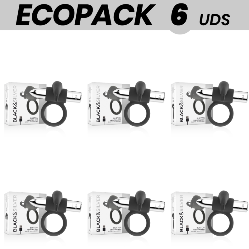ECOPACK 6 UDS - BLACKandSILVER BURTON ANILLO 10 MODOS VIBRACION