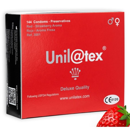 UNILATEX - PRESERVATIVOS ROJOS-FRESA 144 UDS