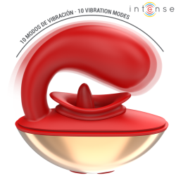 INTENSE - MARIAH VIBRADOR and ESTIMULADOR EN FORMA DE U 10 VIBRACIONES ROJO