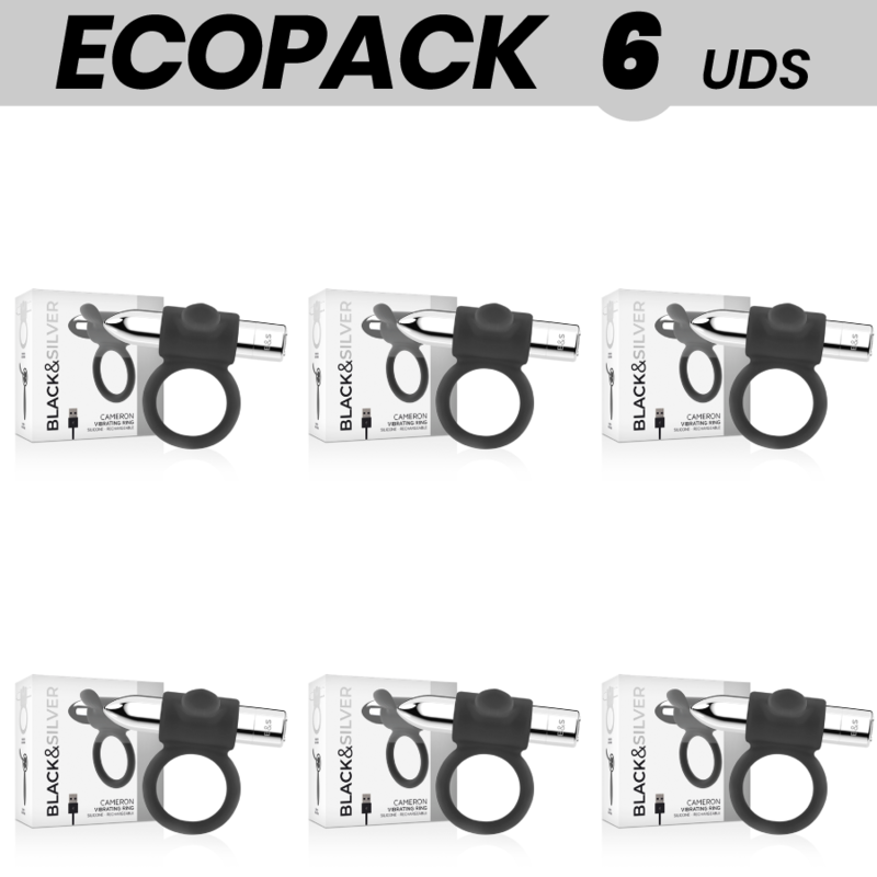 ECOPACK 6 UDS - BLACKandSILVER CAMERON ANILLO RECARGABLE SILVER