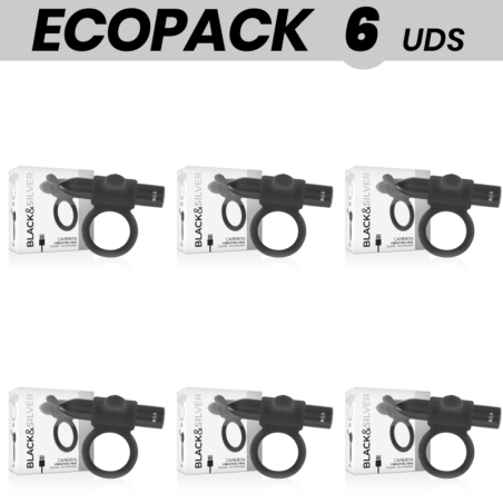 ECOPACK 6 UDS - BLACKandSILVER CAMERON ANILLO RECARGABLE NEGRO