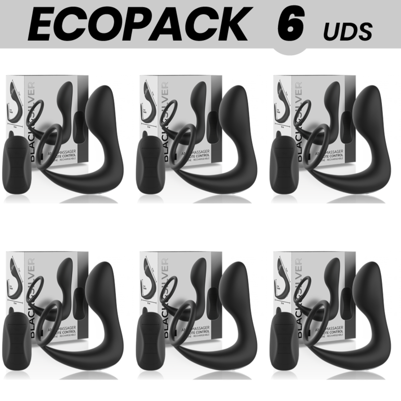 ECOPACK 6 UDS - BLACKandSILVER MASAJEADOR ANAL CONTROL REMOTO SILICONA RECARGABLE NEGRO