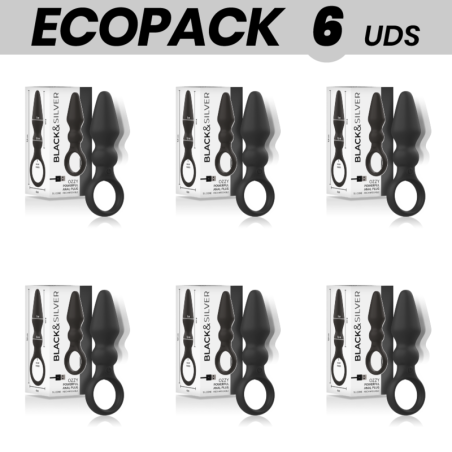 ECOPACK 6 UDS - BLACKandSILVER OZZY POTENTE PLUG ANAL SILICONA