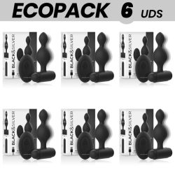 ECOPACK 6 UDS - BLACKandSILVER TUCKER PEQUEÑO PLUG ANAL SILICONA CONTROL REMOTO