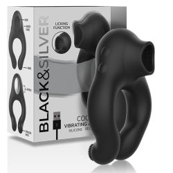 BLACKandSILVER - ANILLO VIBRADOR SILICONA 3 MOTORES RECARGABLE NEGRO
