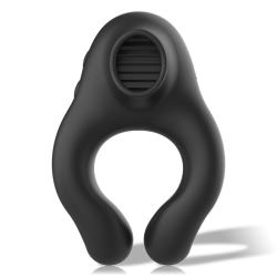 BLACKandSILVER - ANILLO VIBRADOR SILICONA 3 MOTORES RECARGABLE NEGRO