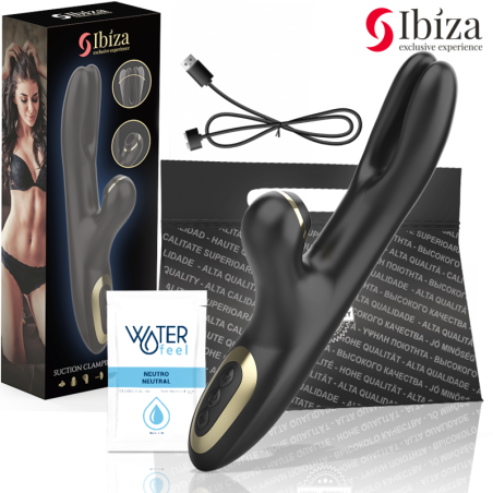 IBIZA - VIBRADOR HI-TECH RABITT POR ONDAS CLITORIALES Y DOBLE PINCHING NEGRO