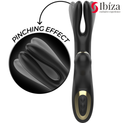 IBIZA - VIBRADOR HI-TECH RABITT POR ONDAS CLITORIALES Y DOBLE PINCHING NEGRO
