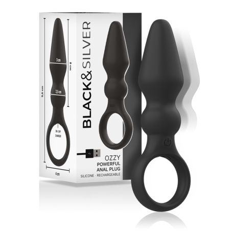 BLACKandSILVER - OZZY POTENTE VIBRADOR PLUG ANAL SILICONA