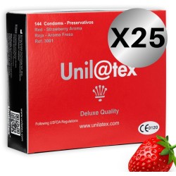 UNILATEX - PRESERVATIVOS ROJOS-FRESA 144 UDS X 25 UDS