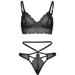 LEG AVENUE - SET 2 PIEZAS CON TANGA DOBLE TIRANTA S-M NEGRO